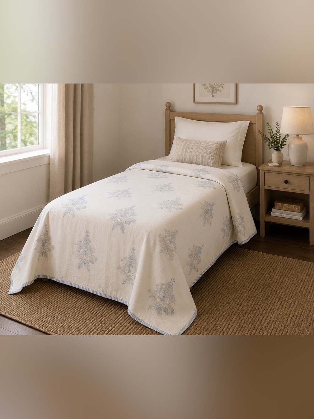 NIP Inka Guldasta Aqua Twin Dohar Handcrafted 100% Cotton Reversible Blanket